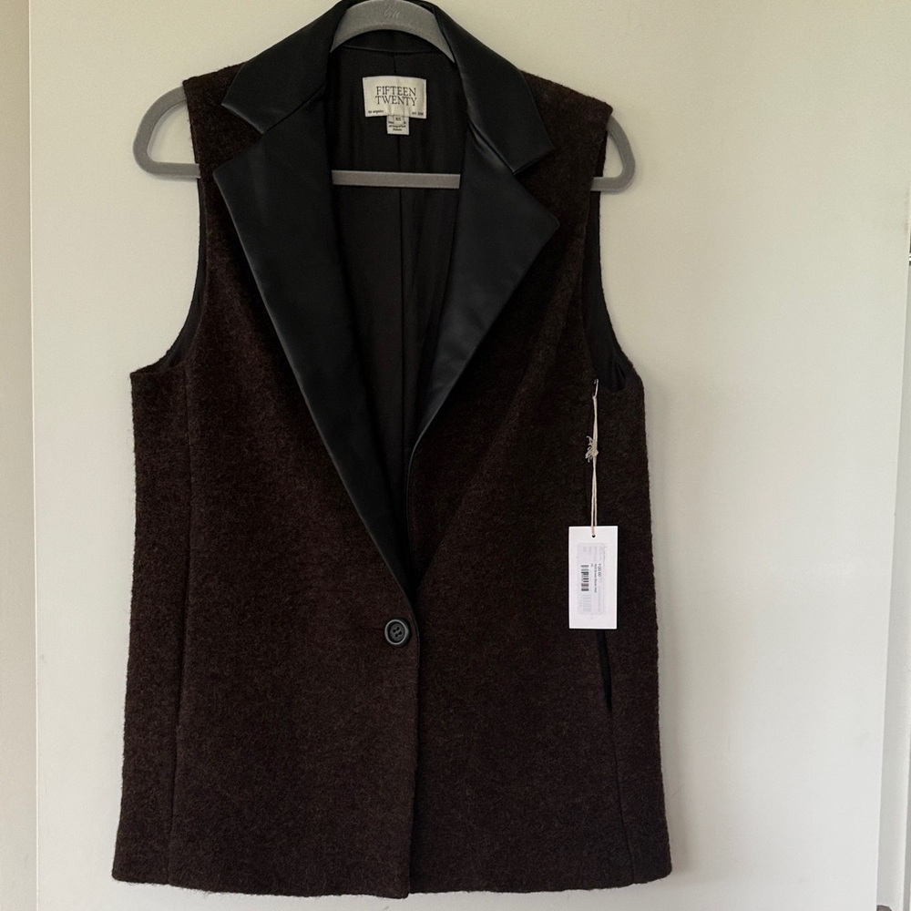 FifteenTwenty Brooklyn Wool Blend Vest Brown and Black Sleeveless sz XS - Picture 4 of 12